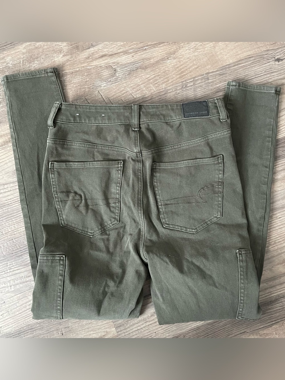 American Eagle Olive Green Cargo Jeggings High Rise Stretch Pants Size 6 - Picture 5 of 5